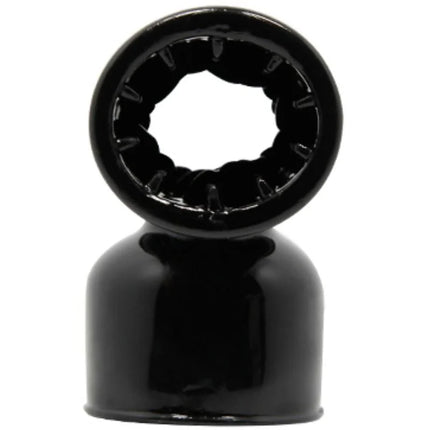 Schwarzer glänzender silikon cock ring mit strukturierter innenseite und abgerundetem grund von BAILE für männliche massager
