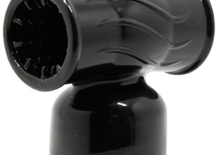 Schwarzer glänzender silikon t-förmiger aufsatz mit wellenförmigen rillen und verbreiterter öffnung für männlichen massager von baile