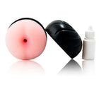 Rosa silikon analplug mit schwarzem strukturiertem deckel und weiße gleitmittel flasche von baile baby pussy ano masturbator ano