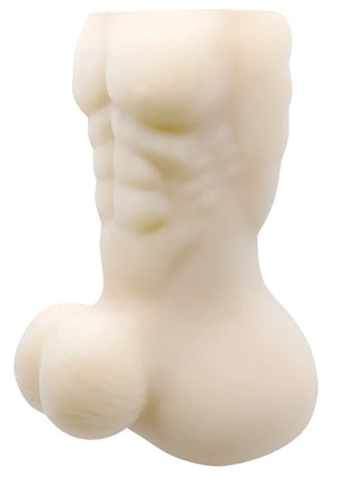 Creamfarbener, muskulöser männlicher torso kerze mit definierten bauchmuskeln und rundem gesäß, baile back spirit minimasturbator für männer rückseite