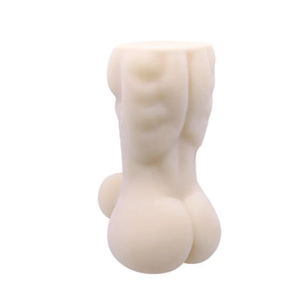 Cremefarbener, modellierter kerzenkörper mit definierten bauchmuskeln und abgerundetem gesäß als back spirit minimasturbator für männer