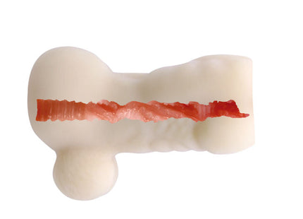 Creamfarbener baile back spirit minimasturbator für männer in knochenform mit rotem, strukturiertem innenbereich