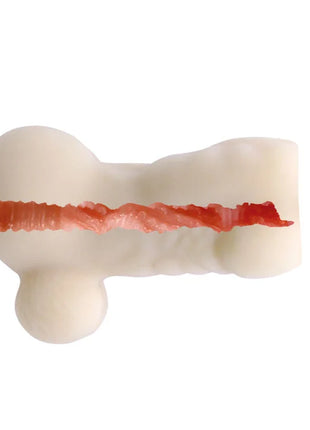 Creamfarbener baile back spirit minimasturbator für männer in knochenform mit rotem, strukturiertem innenbereich