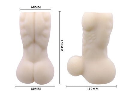 Cremefarbener silikon analplug mit skulpturierten gesäßformen und abgerundetem sockel von baile back spirit minimasturbator für männer rückansicht