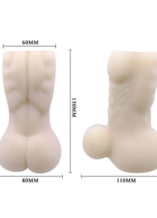 Cremefarbener silikon analplug mit skulpturierten gesäßformen und abgerundetem sockel von baile back spirit minimasturbator für männer rückansicht