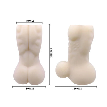 Cremefarbener silikon analplug mit skulpturierten gesäßformen und abgerundetem sockel von baile back spirit minimasturbator für männer rückansicht