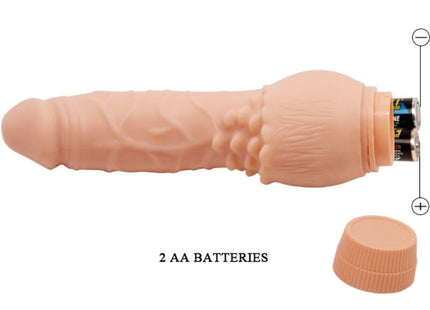 Peachfarbener silikonvibrator baile barbara realistischer vibrator 19,5 cm mit strukturierter oberfläche und abnehmbarem batteriefach