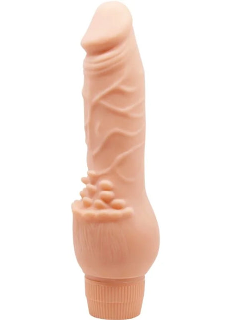 Peachfarbener silikon dildo mit strukturierten rillen und abgerundetem boden baile barbara realistischer vibrator 19,5 cm haut