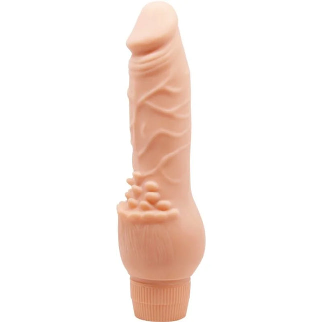 Peachfarbener silikon dildo mit strukturierten rillen und abgerundetem boden baile barbara realistischer vibrator 19,5 cm haut