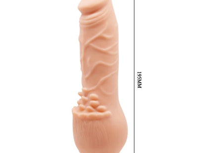 Peachfarbener silikon vibrator mit texturierten rippen und abgerundetem boden von baile barbara realistischer 19,5 cm haut