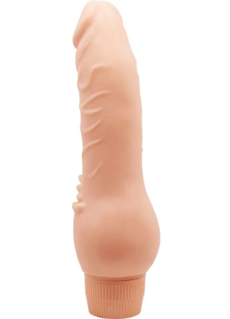 Peachfarbener silikon dildo mit strukturierten rillen und geripptem grund von BAILE 19,5 cm realistisch