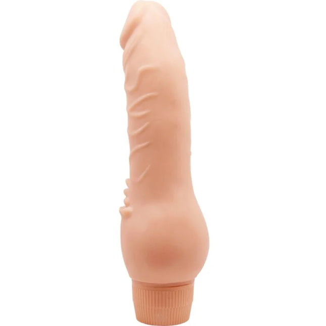 Peachfarbener silikon dildo mit strukturierten rillen und geripptem grund von BAILE 19,5 cm realistisch