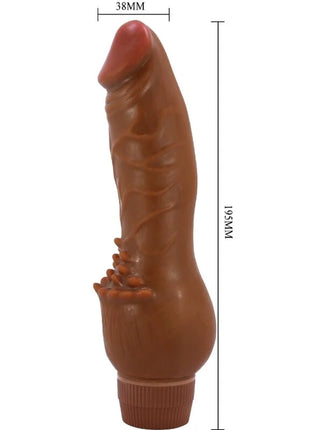Brauner silikon vibrator baile barbara realistischer 19,5 cm mulatte mit strukturierter oberfläche und geriffeltem griff