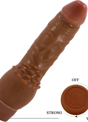 Brauner silikonvibrator baile barbara 19,5 cm mit strukturierter oberfläche und rundem steuerungsrad für kraftstufen