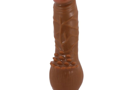 Brauner silikon vibrator baile barbara 19,5 cm mit strukturierter oberfläche und roter spitze mulatte