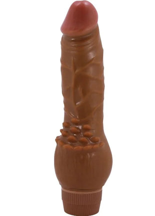 Brauner silikon vibrator baile barbara 19,5 cm mit strukturierter oberfläche und roter spitze mulatte