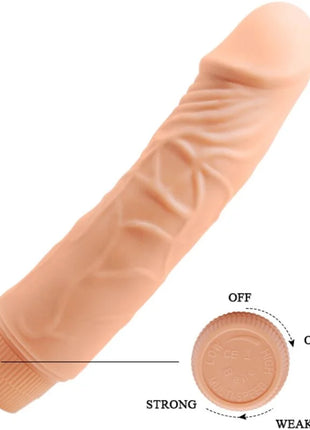 Peachfarbener silikon vibrator baile barbara mit strukturierten rillen und kreisförmiger basis zur steuerung der intensivität