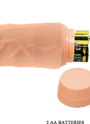 Peachfarbener silikon realistischer vibrator 20 cm mit zwei aa-batterien im unteren teil von baile barbara