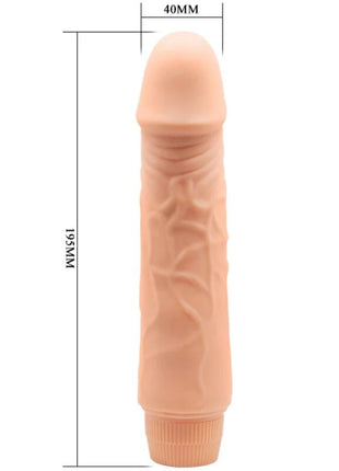 Peachfarbener silikon dildo mit strukturierten rillen und geripptem sockel 195mm lang 40mm breit von baile barbara realistischer vibrator 20 cm