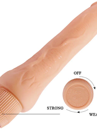 Peachfarbener silikonvibrator baile barbara realistischer vibrator 25 cm mit strukturierter oberfläche und wellenbasissteuerung