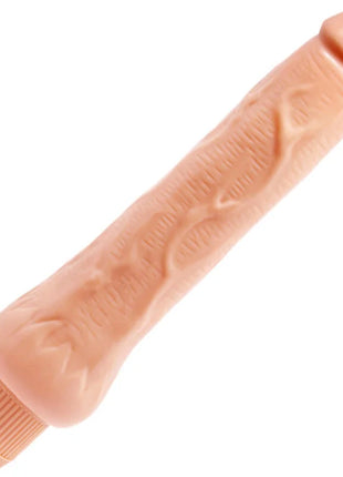 Peachfarbener silikonvibrator 25 cm von BAILE mit realistischer struktur und geriffelter kappe