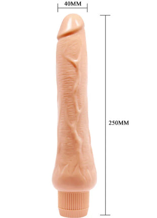 Baile Barbara realistischer 25 cm vibrator aus pfirsichfarbenem silikon mit strukturierter Oberfläche und geripptem Sockel