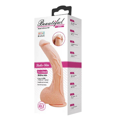 Beige baile-skin realdeal lifelike hautdildo in weißer und rosa verpackung bailey beautiful jack 26 cm