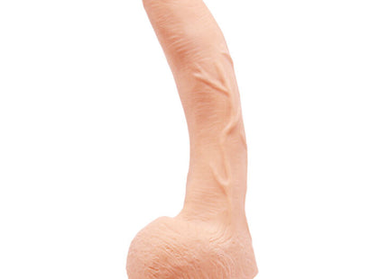 Peachfarbener silikon dildo mit realistischer struktur und abgerundetem sockel baile beautiful jack 26 cm