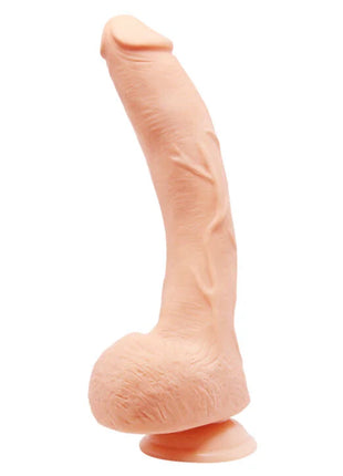 Peachfarbener silikon dildo mit realistischer struktur und abgerundetem sockel baile beautiful jack 26 cm