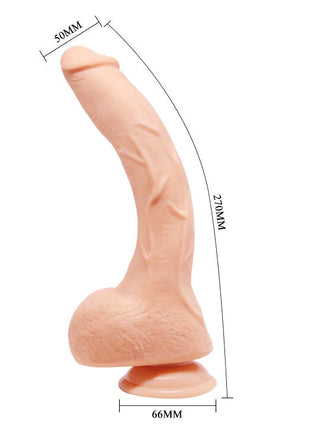 Peachfarbener silikon-dildo mit strukturierter oberfläche und gebogenem design 26 cm lang von baile beautiful jack