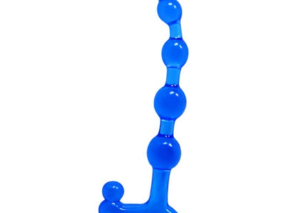 Bendy twist blaue analkugeln aus klarem blauem flexiblem kunststoff mit gebogener schnittform und mehreren kugeln