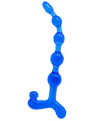 Bendy twist blaue analkugeln aus klarem blauem flexiblem kunststoff mit gebogener schnittform und mehreren kugeln
