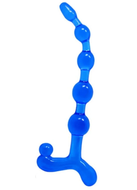 Bendy twist blaue analkugeln aus klarem blauem flexiblem kunststoff mit gebogener schnittform und mehreren kugeln