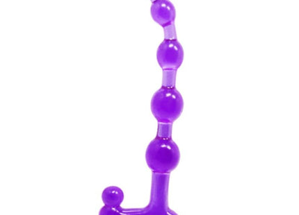 Lila silikon analplug mit gebogenem design und mehreren kugelförmigen perlen von baile bendy twist