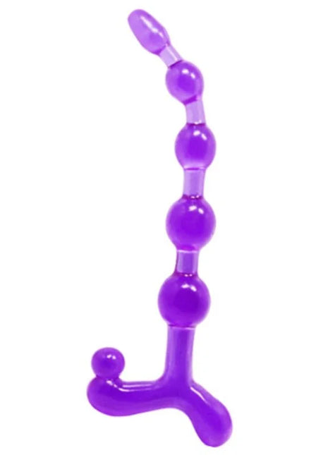 Lila silikon analplug mit gebogenem design und mehreren kugelförmigen perlen von baile bendy twist