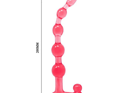 Pink transparenter silikon analplug mit gebogener form und fünf kugeln von baile bendy twist rote analbble