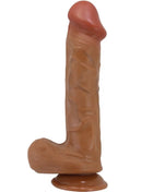 Tanfarbener realistischer silikon dildo 26 cm mit gerundetem kopf und strukturierter oberfläche von baile