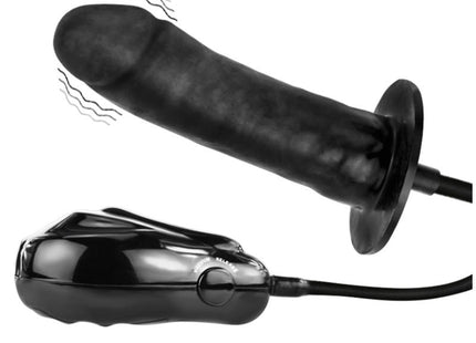Schwarzer silikon vibrator dildo mit glänzender steuerung und kabel baile bigger joy aufblasbar 16 cm