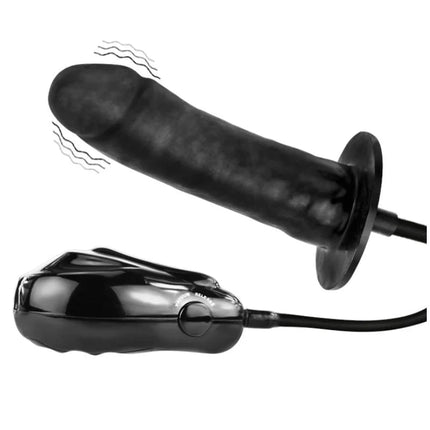 Schwarzer silikon vibrator dildo mit glänzender steuerung und kabel baile bigger joy aufblasbar 16 cm