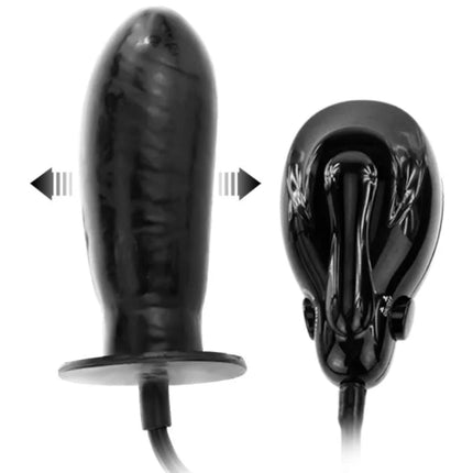 Schwarzer glänzender silikon vibrator plug mit abgerundetem kopf und strukturierter oberfläche von baile bigger joy