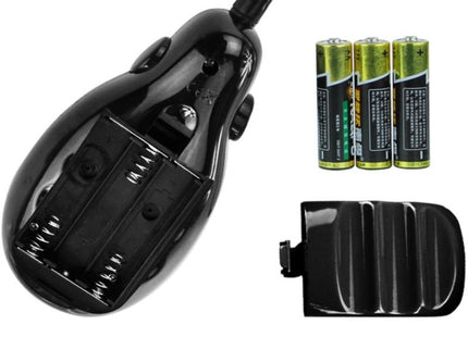 Schwarzer glänzender kunststoff-elektrorasierer mit ergonomischem design und drei aa-batterien bei baile dildo mit vibration 16 cm