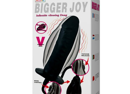 Schwarzer aufblasbarer vibrationsdildo mit vakuumventil und steuerung 16 cm von baile bigger joy