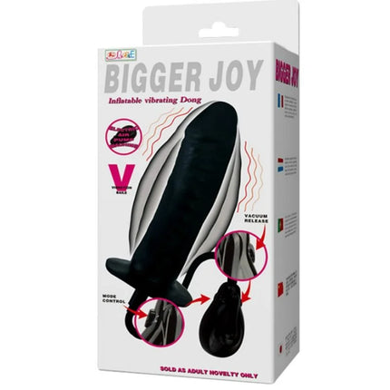Schwarzer aufblasbarer vibrationsdildo mit vakuumventil und steuerung 16 cm von baile bigger joy