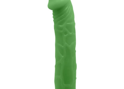 Grüner silikon vibrator mit strukturierter oberfläche und pfirsichfarbener basis baile bill realistischer vibrator 22,5 cm