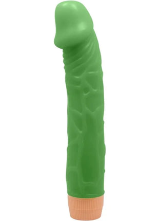 Grüner silikon vibrator mit strukturierter oberfläche und pfirsichfarbener basis baile bill realistischer vibrator 22,5 cm