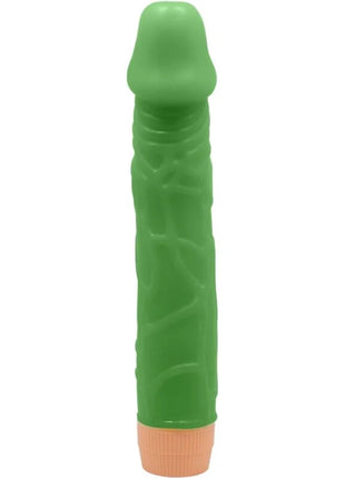 Grüner silikon realistischer vibrator 22,5 cm mit strukturierter oberfläche und pfirsichfarbenem sockel von baile