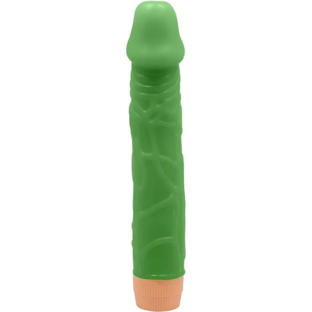 Grüner silikon realistischer vibrator 22,5 cm mit strukturierter oberfläche und pfirsichfarbenem sockel von baile