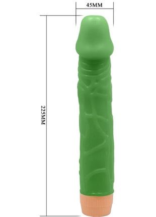 Baile bill realistischer vibrator 22,5 cm grün aus silikon mit strukturierten rillen und pfirsichfarbener basis