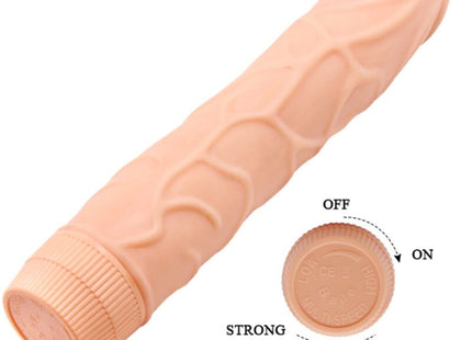 Baile bob realistischer vibrator 22,5 cm hautfarbe aus pinkem silikon mit strukturierter oberfläche und geriffeltem steuerknopf