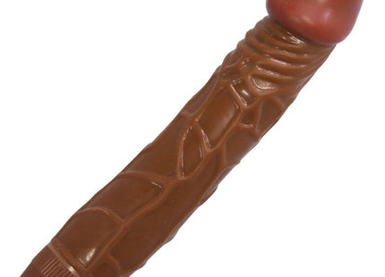 Brauner silikon vibrator mit texturierten rillen und roter spitze baile bob realistischer vibrator 22,5 cm mulatte